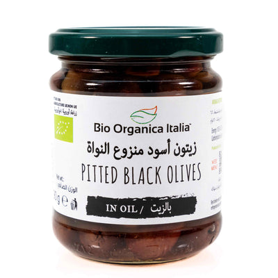 Organic Pitted Black Olives in oil