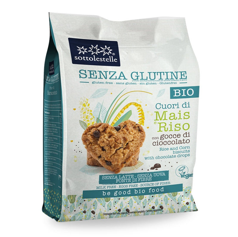 Organic Corn and Rice Hearts with Chocolate Drops biscuits 250g