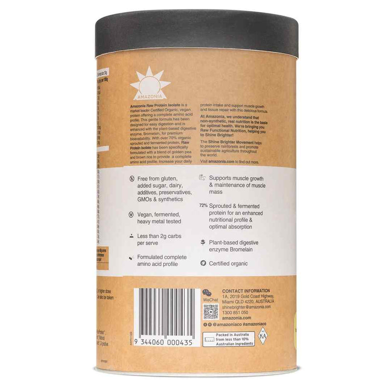 Organic Raw Pea/Rice Protein Isolate - Vanilla 1Kg