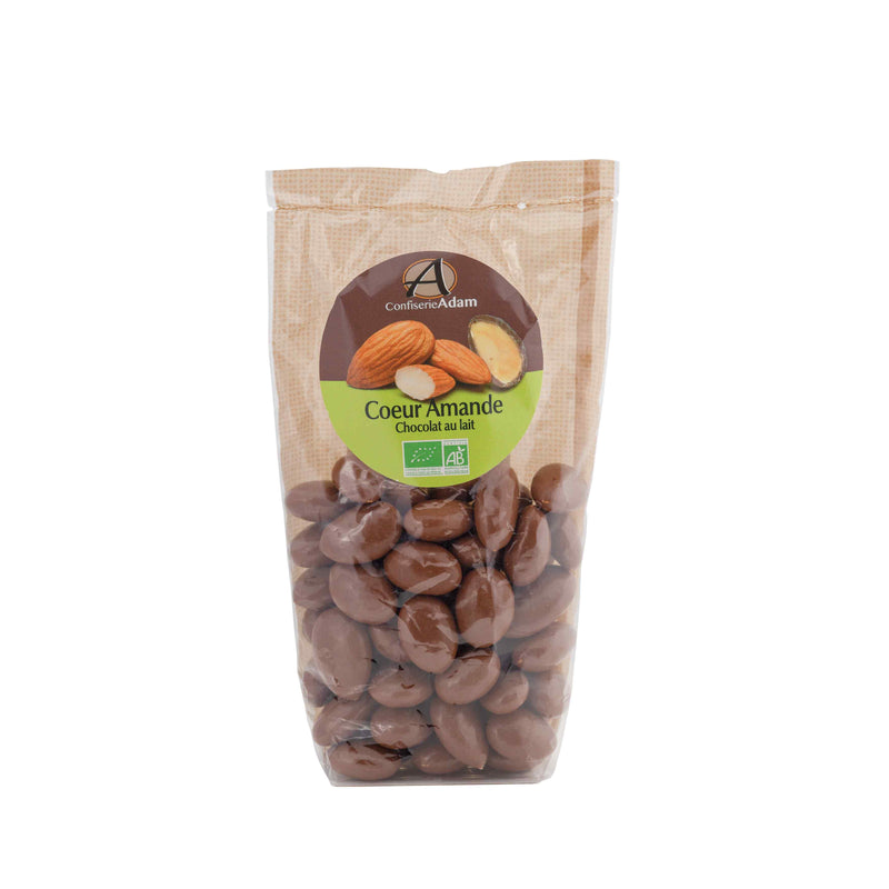 Organic Roasted almonds coated in milk chocolate - Sachet