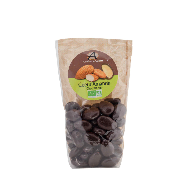 Organic Roasted almonds coated in dark chocolate - Sachet