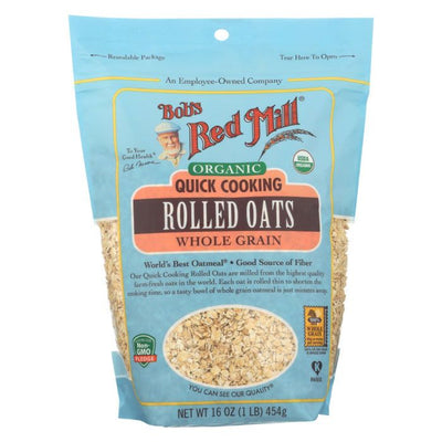 Organic Quick Cooking Rolled Oats-Wholegrain 16 Oz - Bob'S Red Mill -