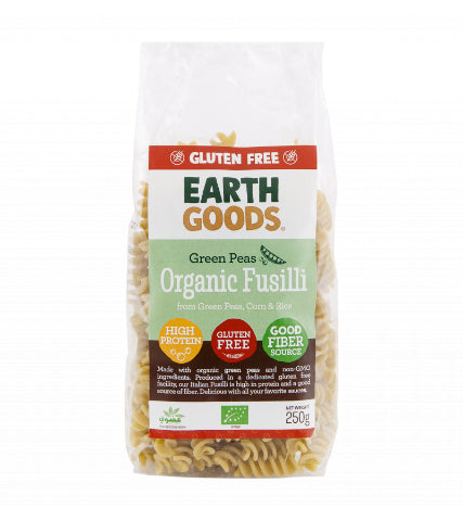 EARTH GOODS ORGANIC GREEN PEAS FUSILL 250GM