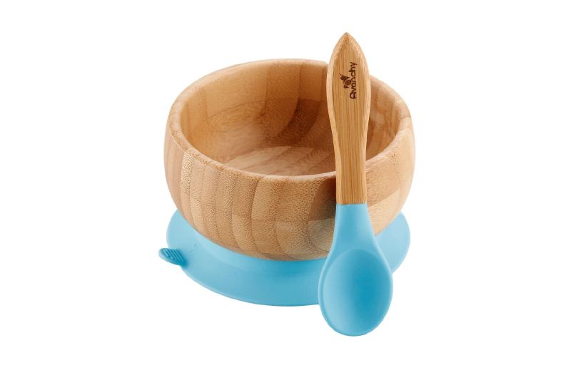 AVANCHY BBY BAMBOO STAYPUT SUCTION BOWL+SPOON BL