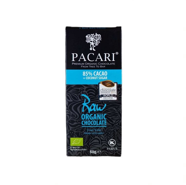 Pacari organic Choco Bar 85% Raw + Coco Sugar 50G