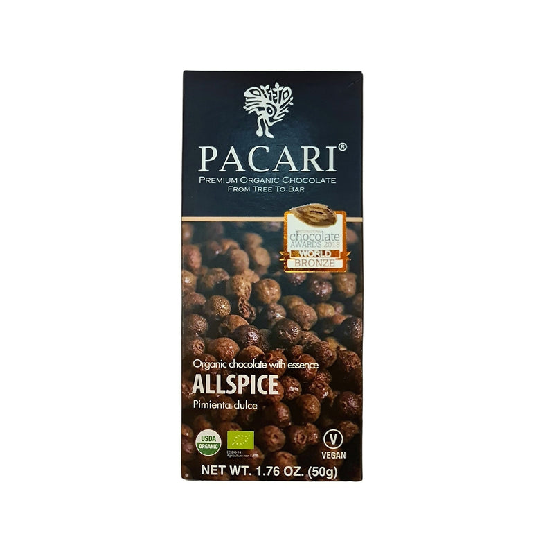 PACARI ORGANIC CHOCOLATE BAR WITH ALL SPICE 50G