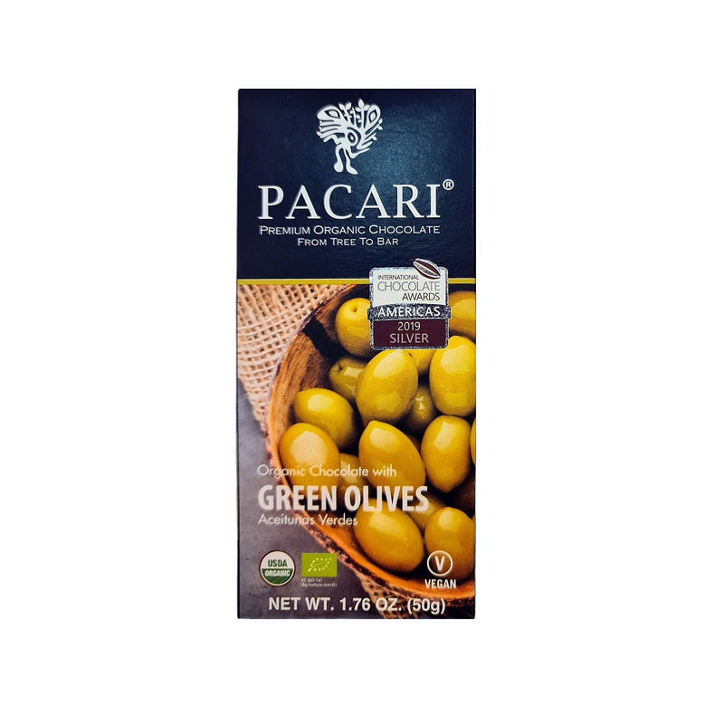 PACARI ORGANIC CHOCOLATE BAR WITH OLIVES 50G