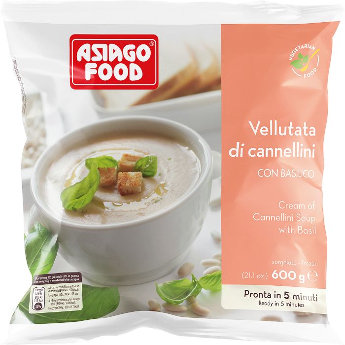 Organic Frozen Cream Of Cannellini Soup with Basil 600g