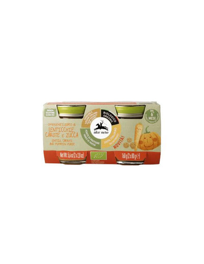 Organic Lentils, Carrots and Pumpkin Puree (2 x 80G) - Alce Nero -
