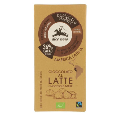 ALC NRO ORG. MLK CHOCO TAB W/HAZELNUTS 100G