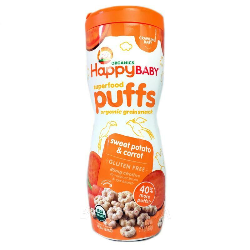 Happy Baby Organic Puffs, Sweet Potato & Carrot 60g