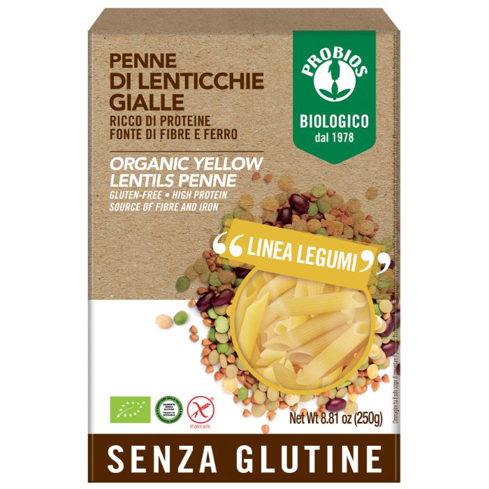 Organic Yellow Lentils Penne Gluten Free 250g