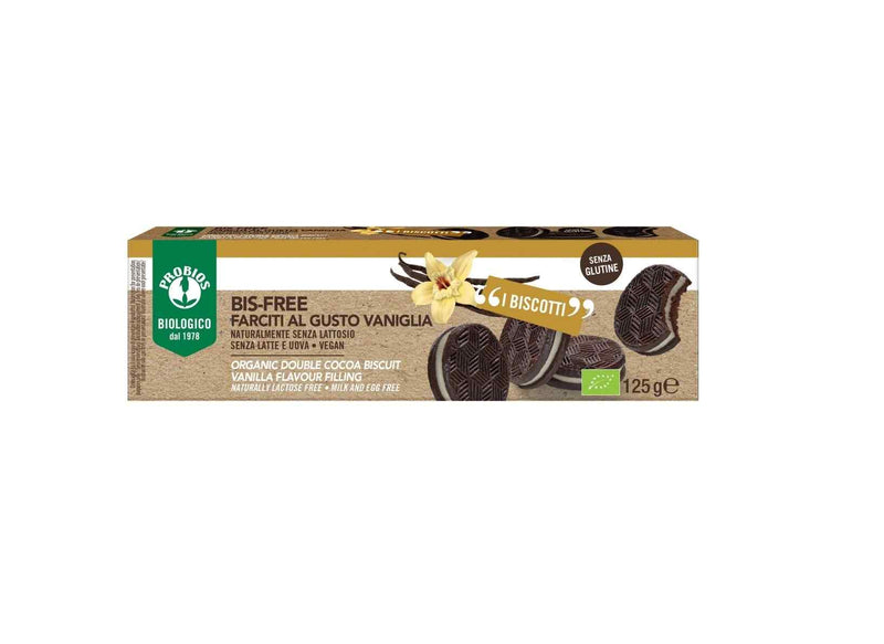 Organic Double cocoa Biscuit with Vanilla Filling 125g