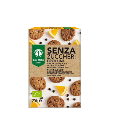 Organic Sugar free Orange Biscuits With Dark Chocolate Chips 200g - Probios -
