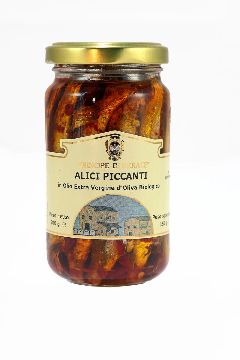 Spicy Anchovies  In Organic Extra Virgin Olive Oil 200g