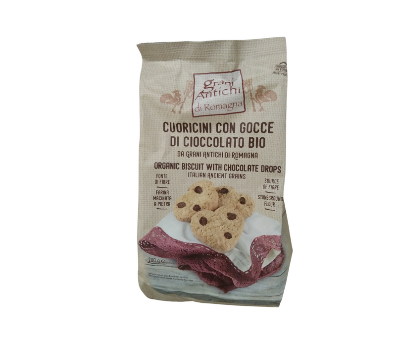 Organic Romagna Ancient Grains Little Hearts Biscuits With Chocolate Drops