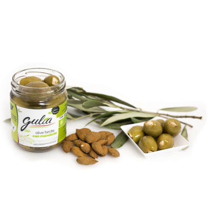 Organic Olives Stuffed with Almond In Oil 190g