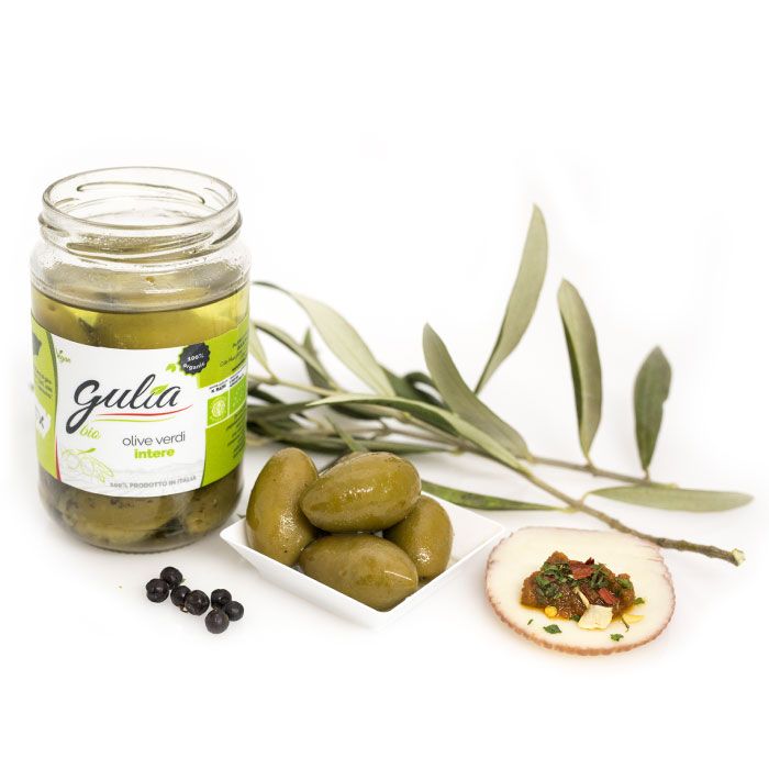 Organic Whole green Olives In Brine 280g